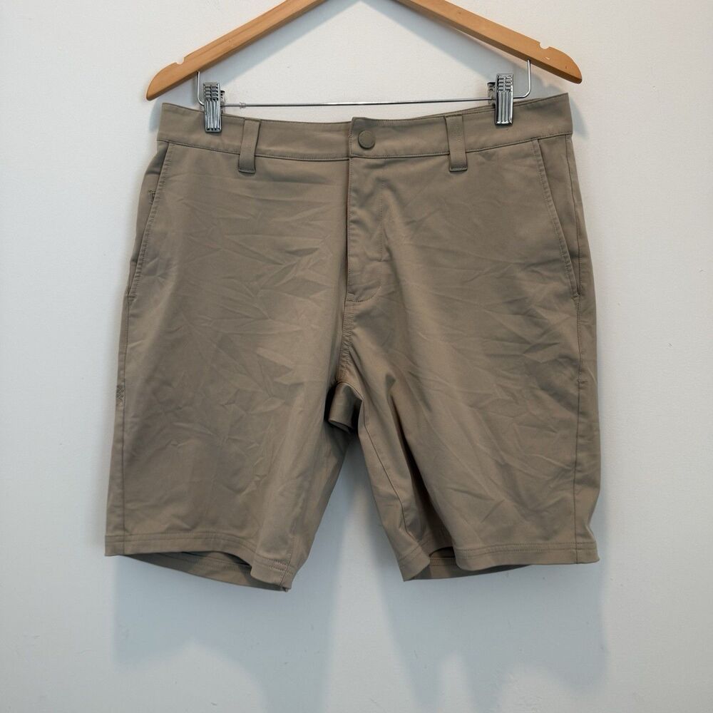 Rhone Mens Khaki Lean Forward To The Next Crazy Advanture Commuter Shorts Sz 32